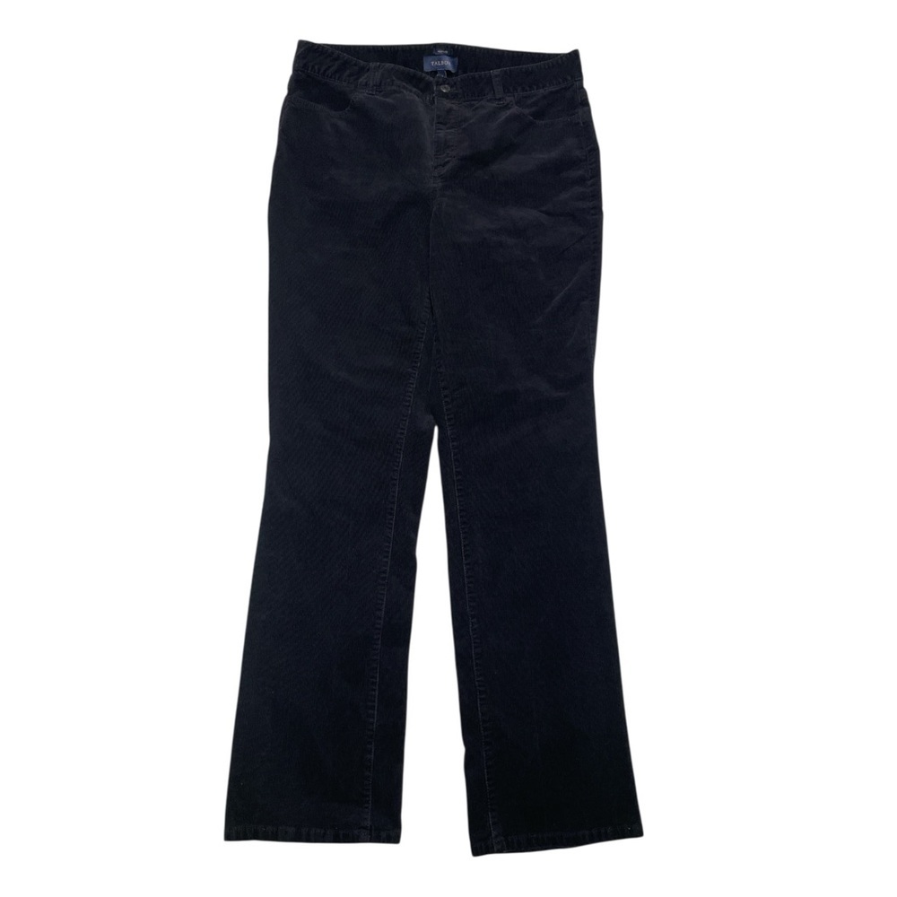 Talbots Heritage Pants Corduroy Size 14 Straight Leg Stretch Black Cotton Blend